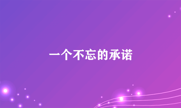 一个不忘的承诺