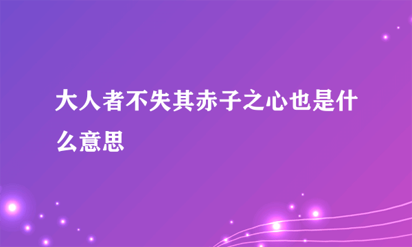 大人者不失其赤子之心也是什么意思