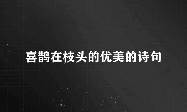 喜鹊在枝头的优美的诗句