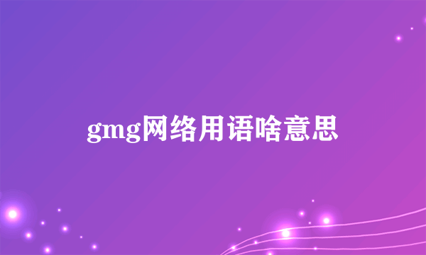 gmg网络用语啥意思