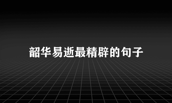 韶华易逝最精辟的句子
