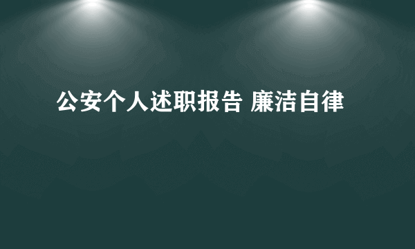 公安个人述职报告 廉洁自律
