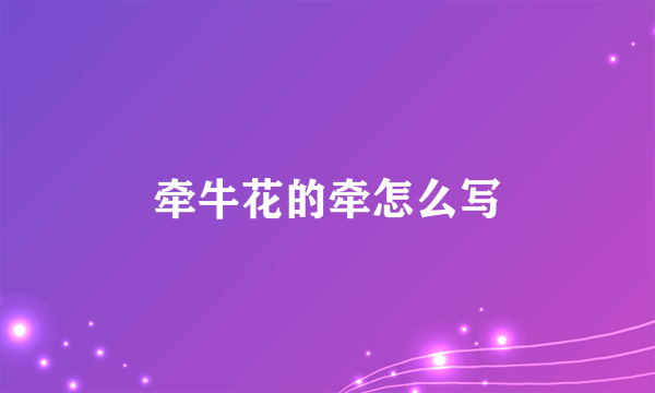 牵牛花的牵怎么写