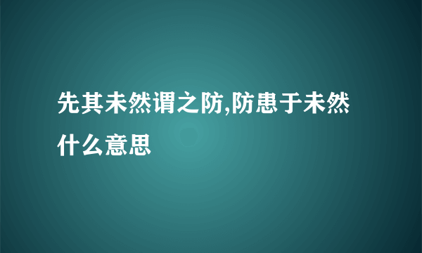 先其未然谓之防,防患于未然什么意思