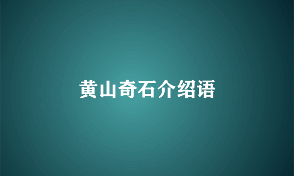 黄山奇石介绍语