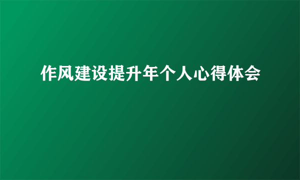 作风建设提升年个人心得体会