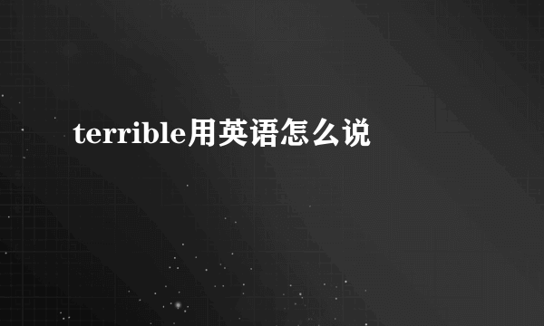 terrible用英语怎么说