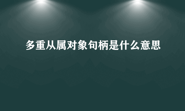 多重从属对象句柄是什么意思