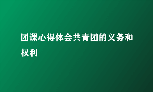 团课心得体会共青团的义务和权利