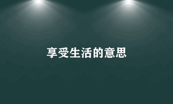 享受生活的意思