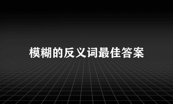 模糊的反义词最佳答案
