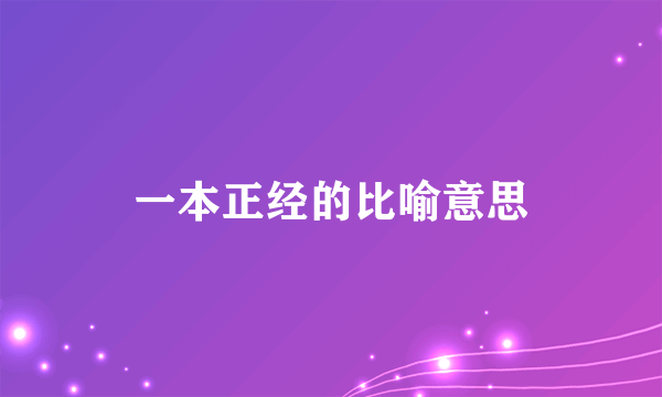 一本正经的比喻意思