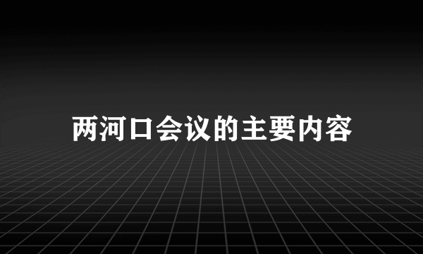 两河口会议的主要内容
