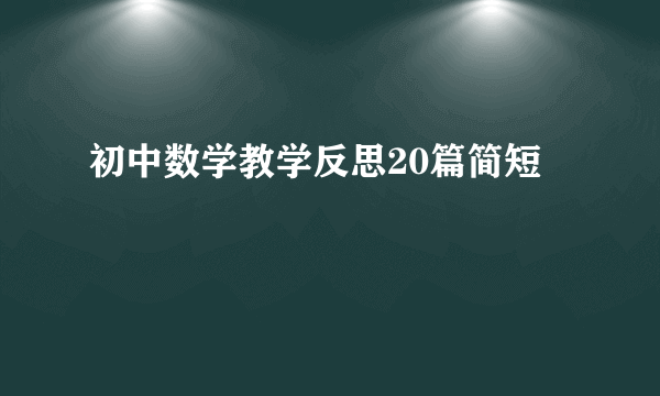 初中数学教学反思20篇简短