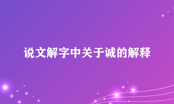 说文解字中关于诚的解释