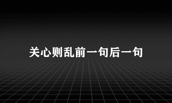 关心则乱前一句后一句