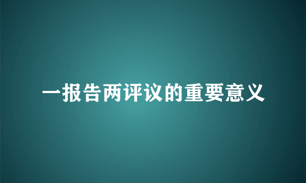 一报告两评议的重要意义