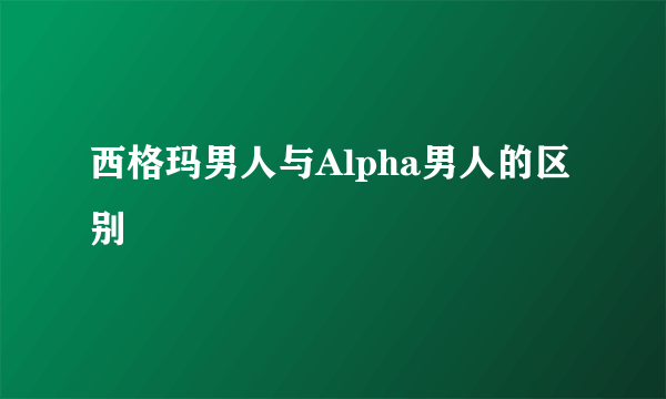西格玛男人与Alpha男人的区别