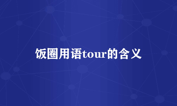 饭圈用语tour的含义