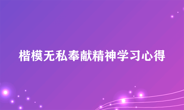 楷模无私奉献精神学习心得