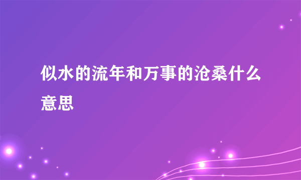 似水的流年和万事的沧桑什么意思