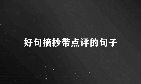 好句摘抄带点评的句子