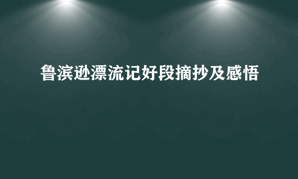 鲁滨逊漂流记好段摘抄及感悟