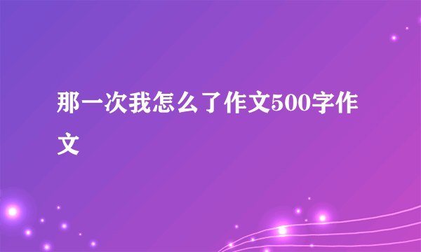 那一次我怎么了作文500字作文