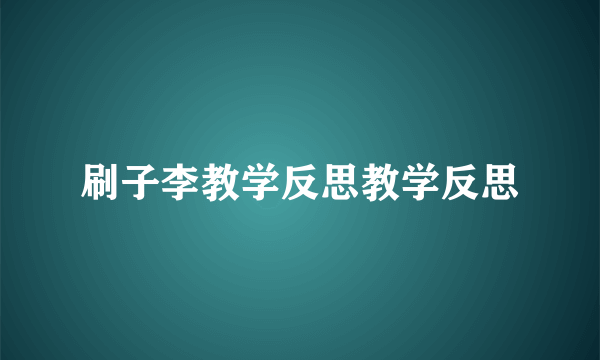 刷子李教学反思教学反思