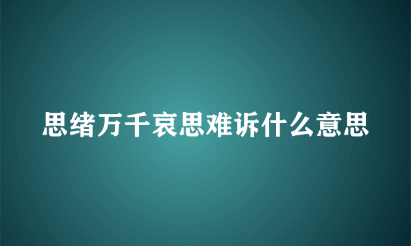 思绪万千哀思难诉什么意思
