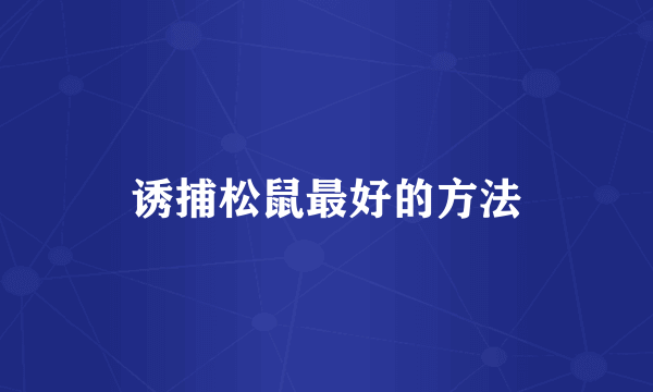 诱捕松鼠最好的方法