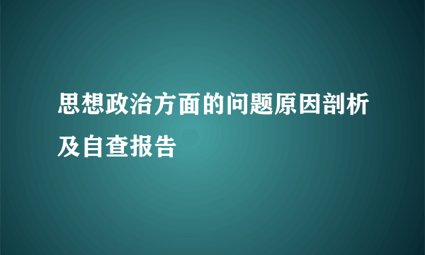 思想政治方面的问题原因剖析及自查报告