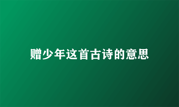 赠少年这首古诗的意思