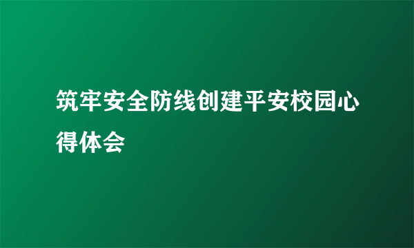筑牢安全防线创建平安校园心得体会