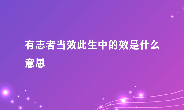 有志者当效此生中的效是什么意思