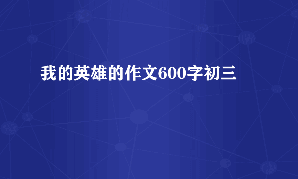 我的英雄的作文600字初三