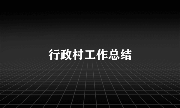 行政村工作总结