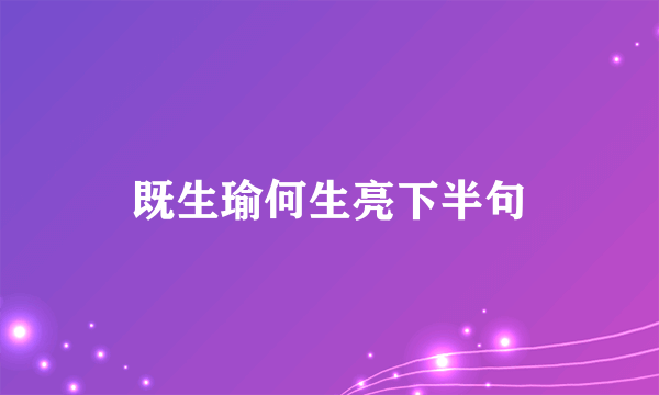 既生瑜何生亮下半句