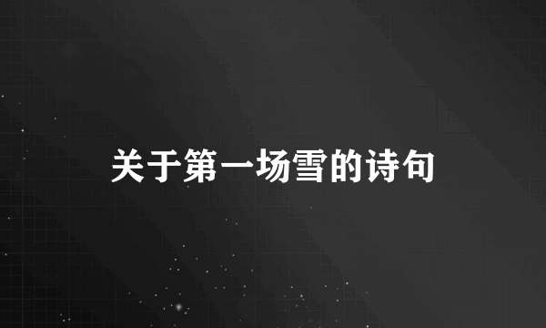 关于第一场雪的诗句