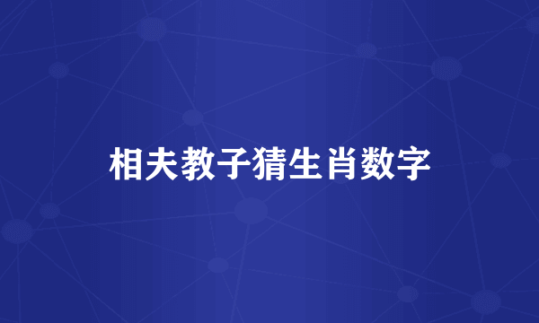 相夫教子猜生肖数字