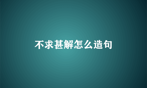 不求甚解怎么造句