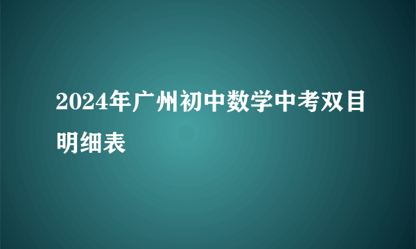 2024年广州初中数学中考双目明细表