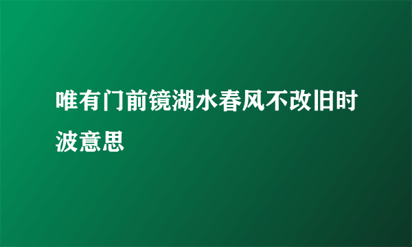 唯有门前镜湖水春风不改旧时波意思