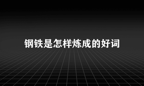 钢铁是怎样炼成的好词