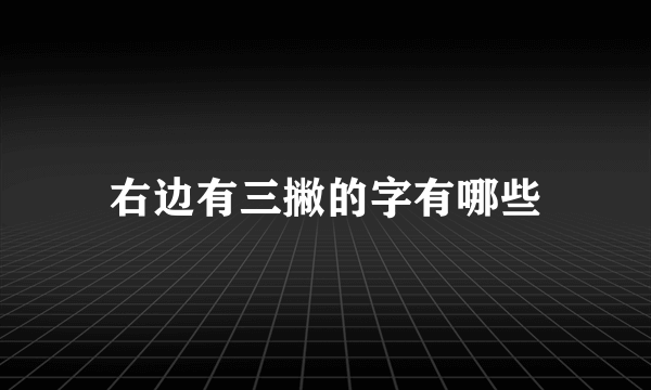 右边有三撇的字有哪些