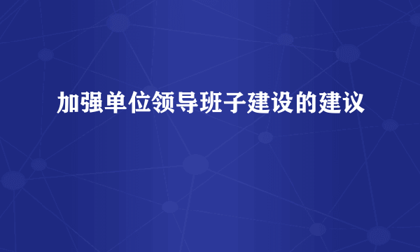 加强单位领导班子建设的建议