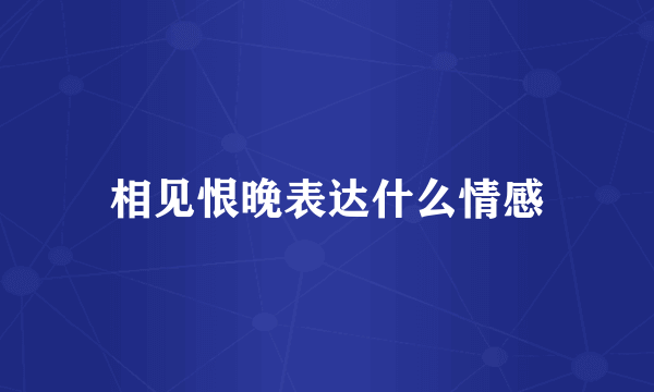相见恨晚表达什么情感