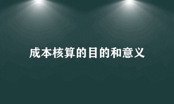 成本核算的目的和意义