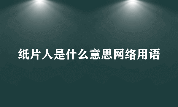 纸片人是什么意思网络用语