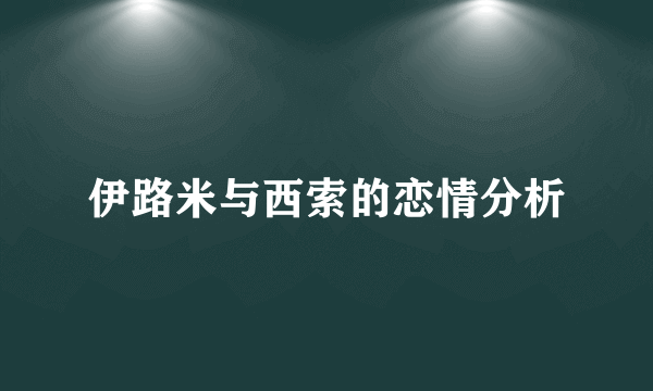 伊路米与西索的恋情分析